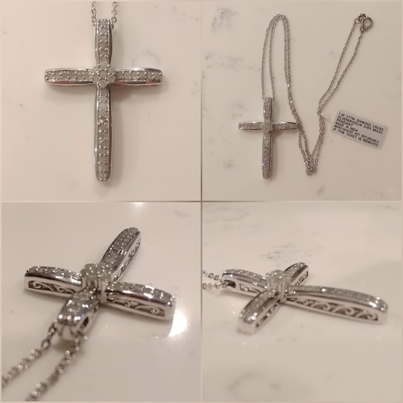 Jewelry - 1 CTTW Diamond Cross Pendant, Silver
